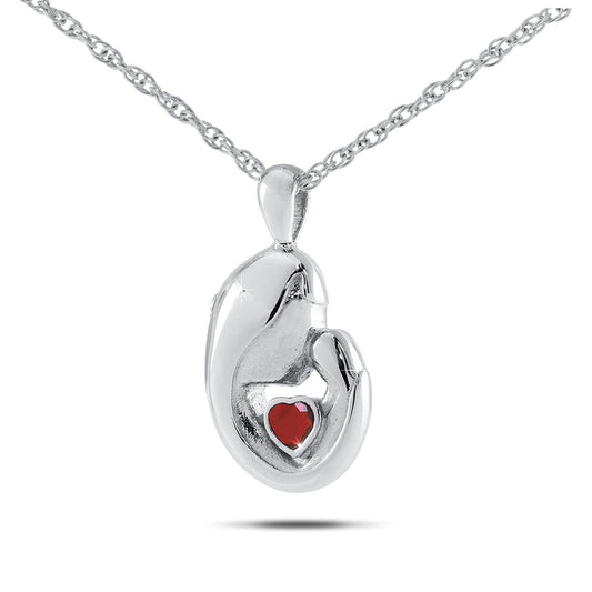 January w/ Garnet Stainless Steel Keepsake
